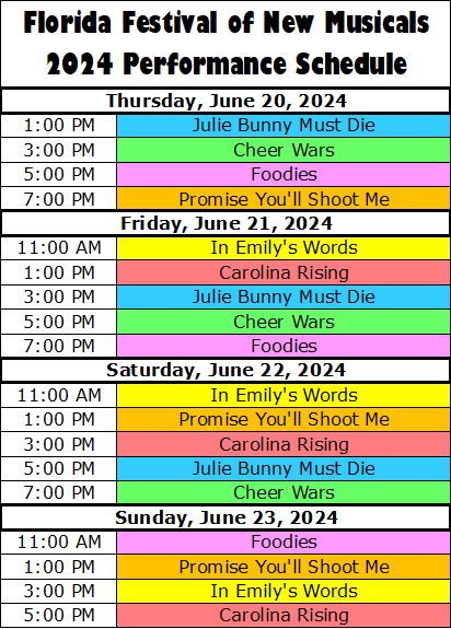 Festival Schedule, call 407-645-0145 for assistance